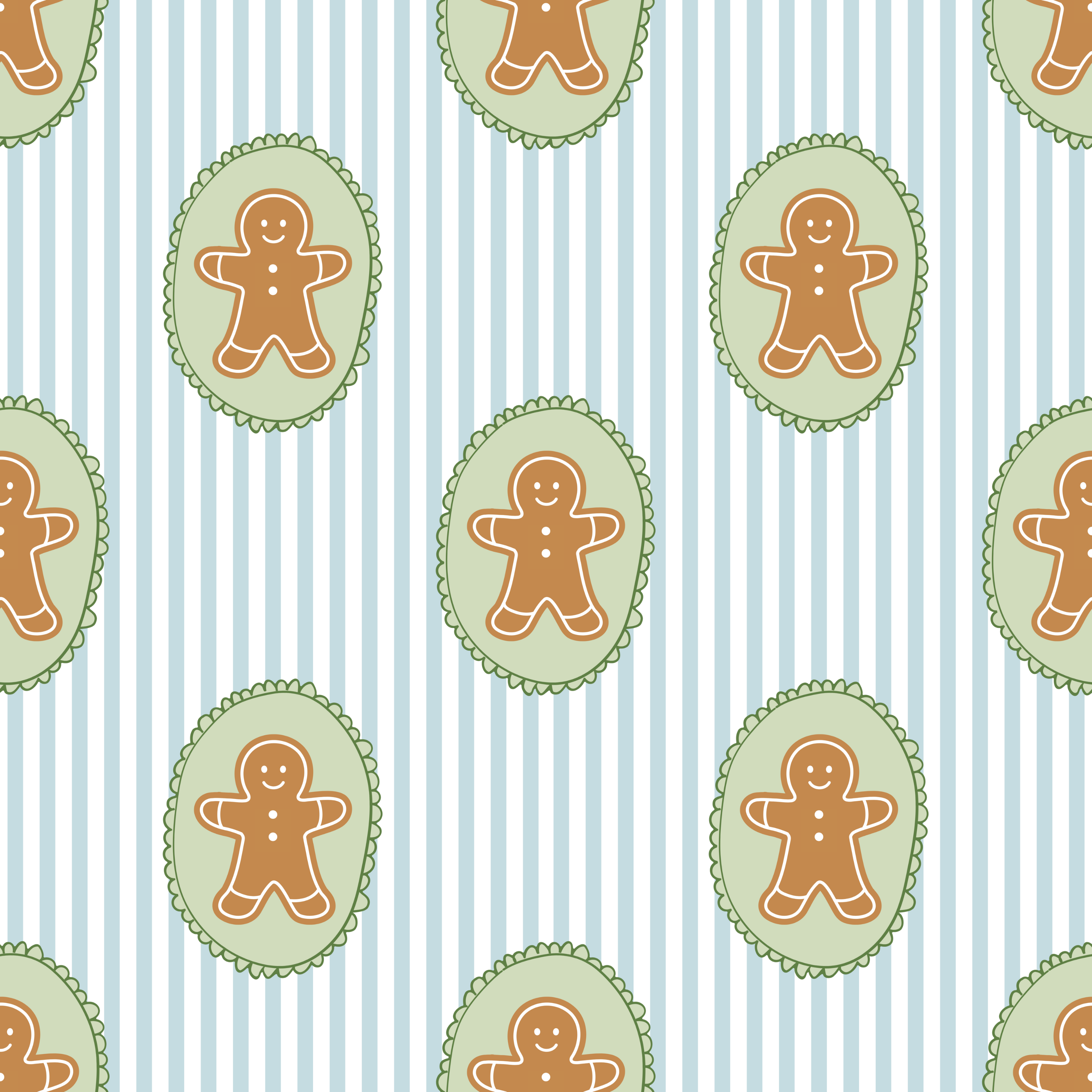 Gingerbread Blue and Green Pajamas