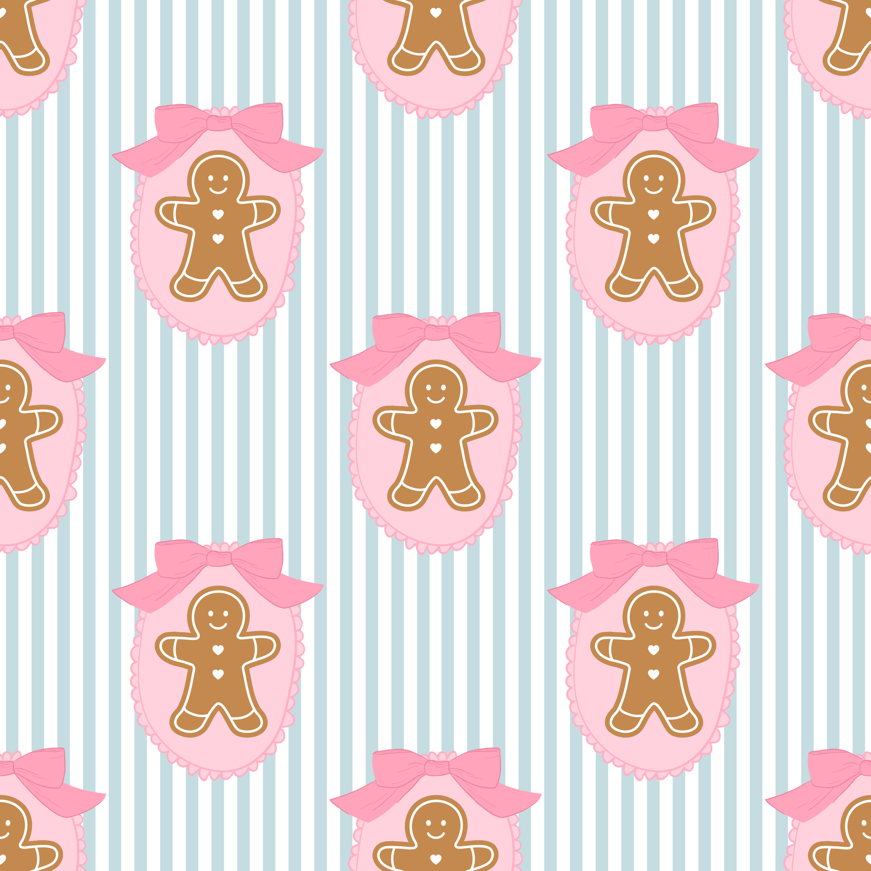 Gingerbread Blue and Pink Pajamas